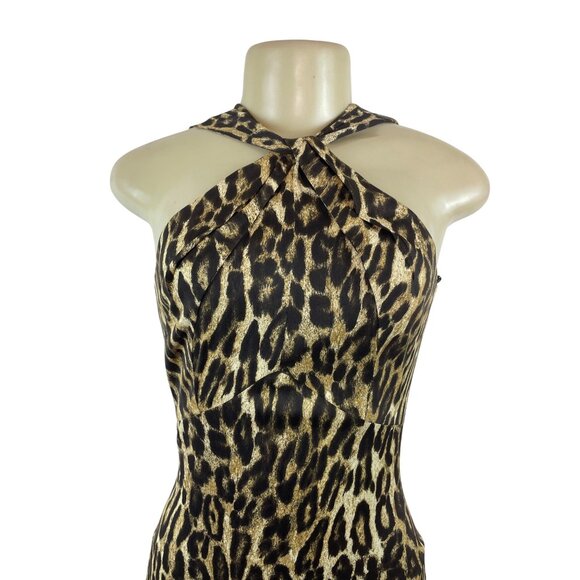 Michael Kors Leopard Print Halter Neck Bodycon Dress Size 2- NEW - Picture 4 of 9